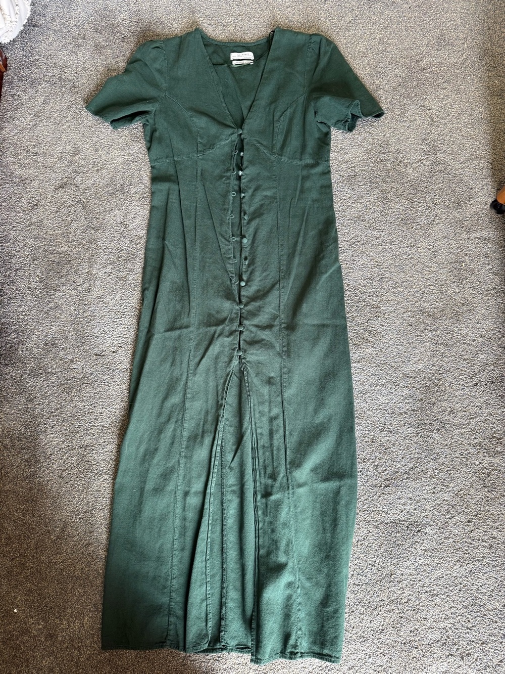Zara Deep Green Button-Front Maxi Dress